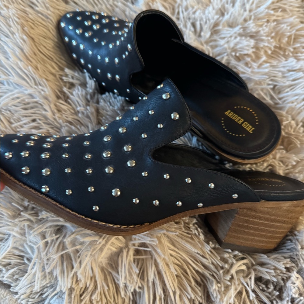 Never worn black with silver stud detail women's shoes (EUR 42, US11)